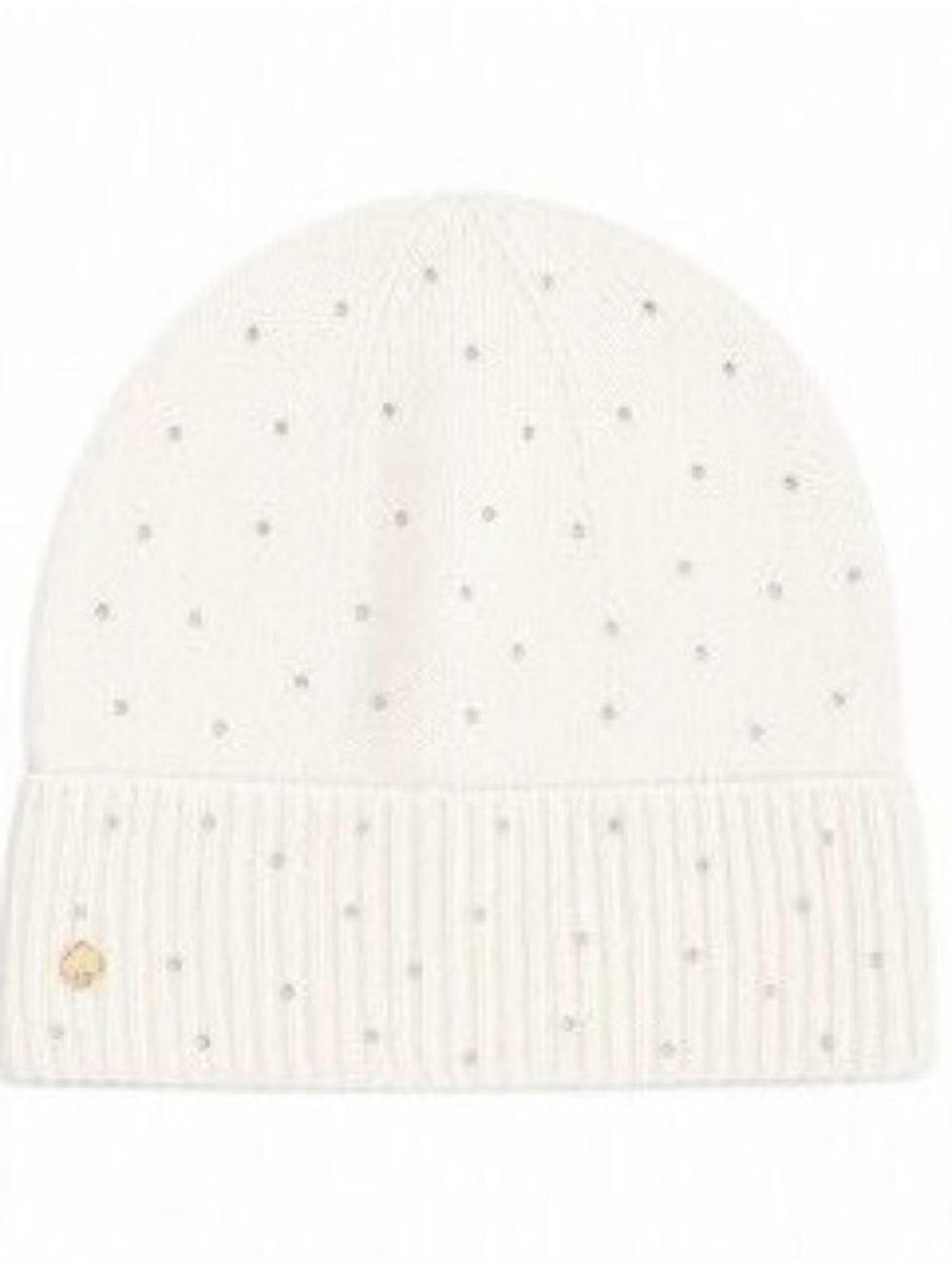 kate spade Ivory Knit Beanie with Crystal Studs